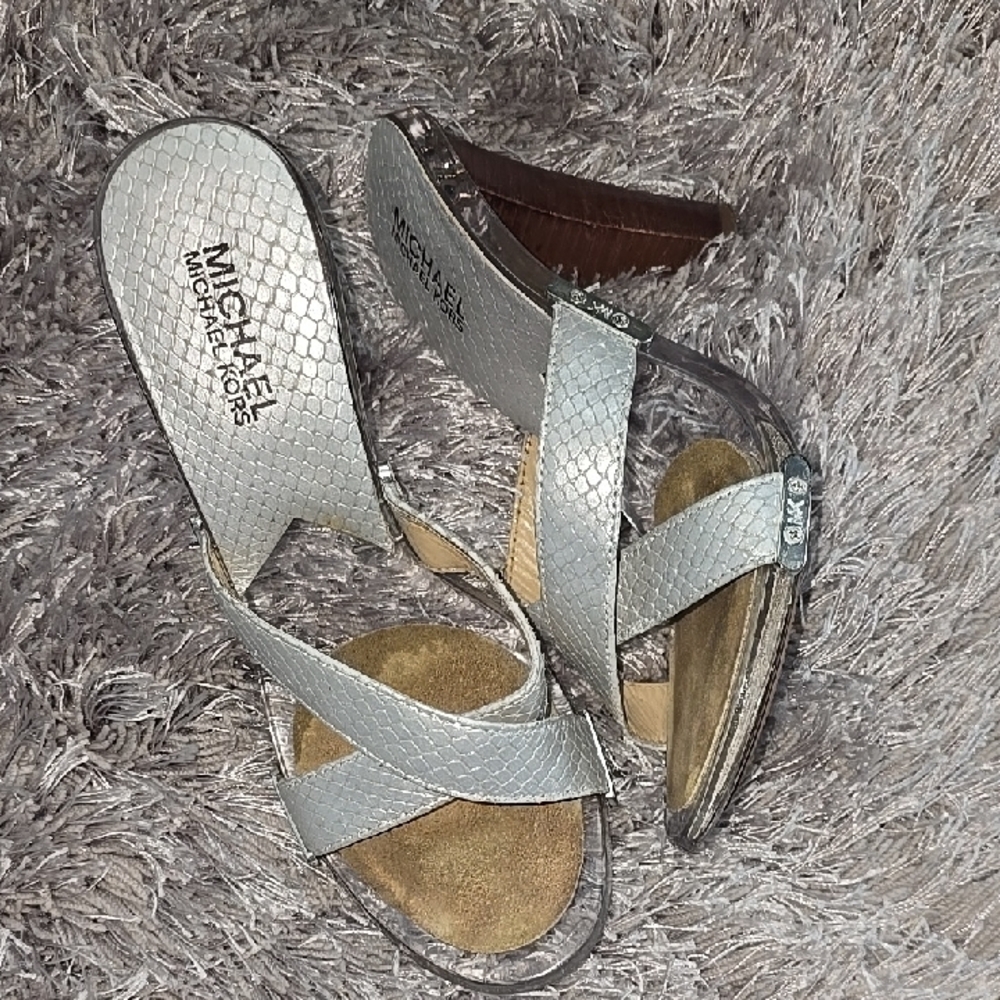 Michael Kors Silver Heels with Elegant Crisscross Straps